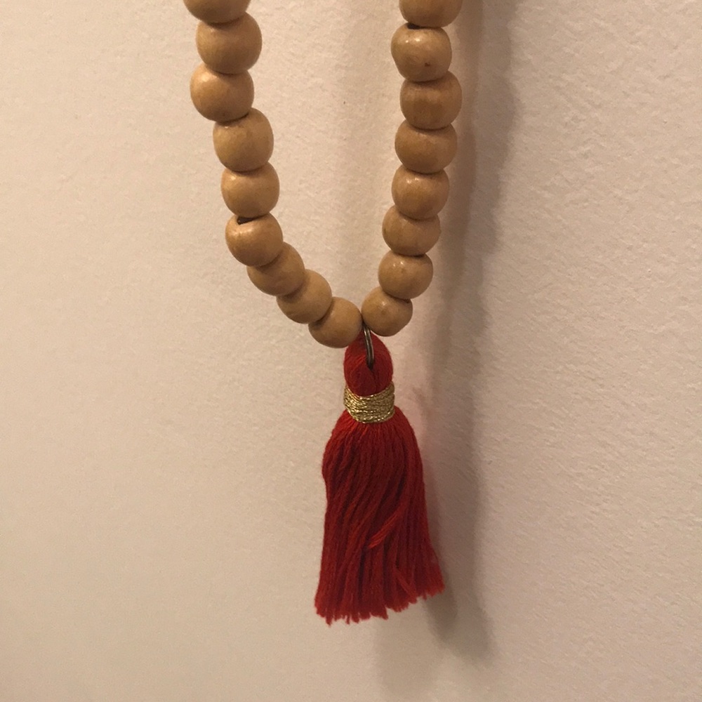 Red tassel beaded necklace